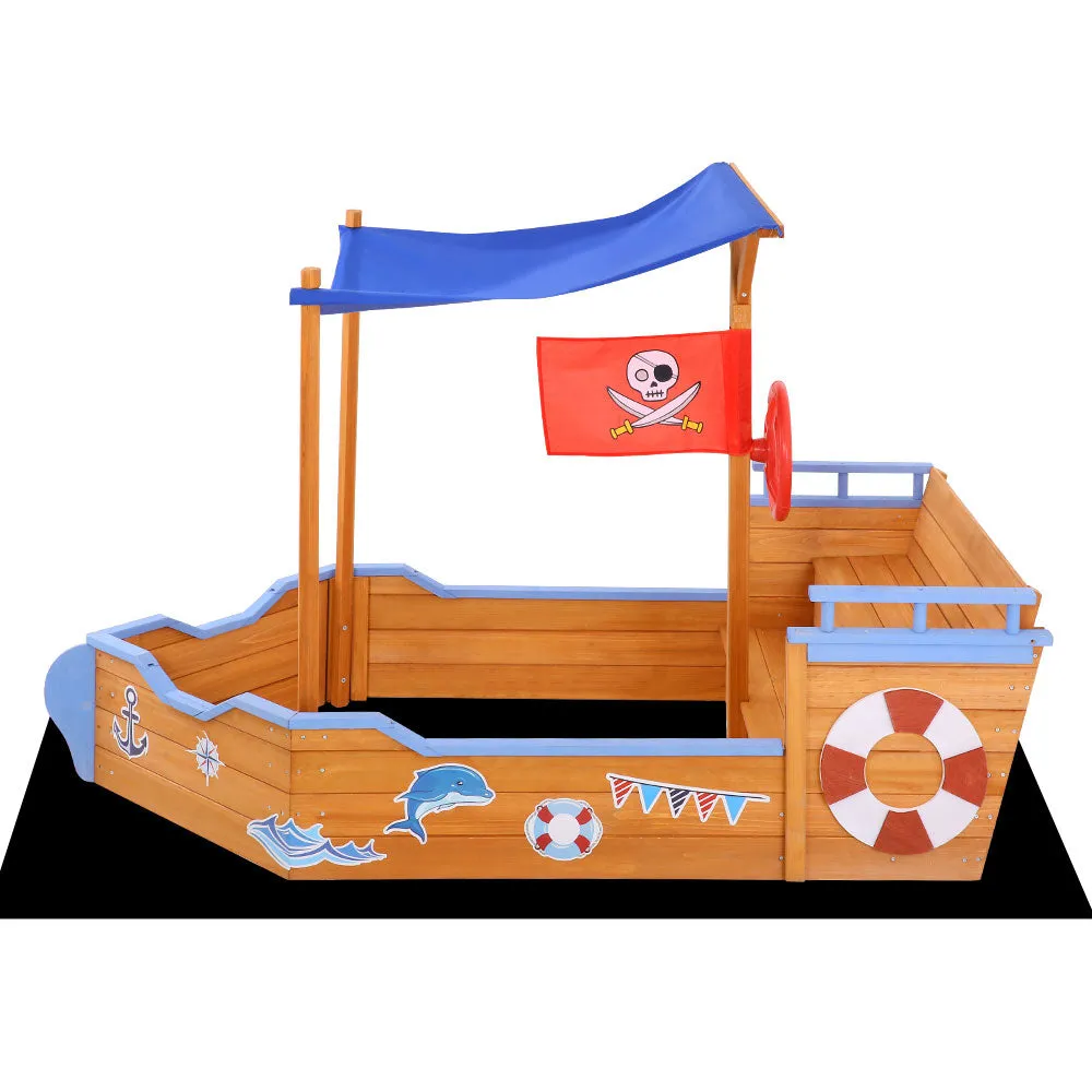 Pirate Ship Sandpit Boat Sand Pit With Canopy Cover Treated Timber Play Sand Pit