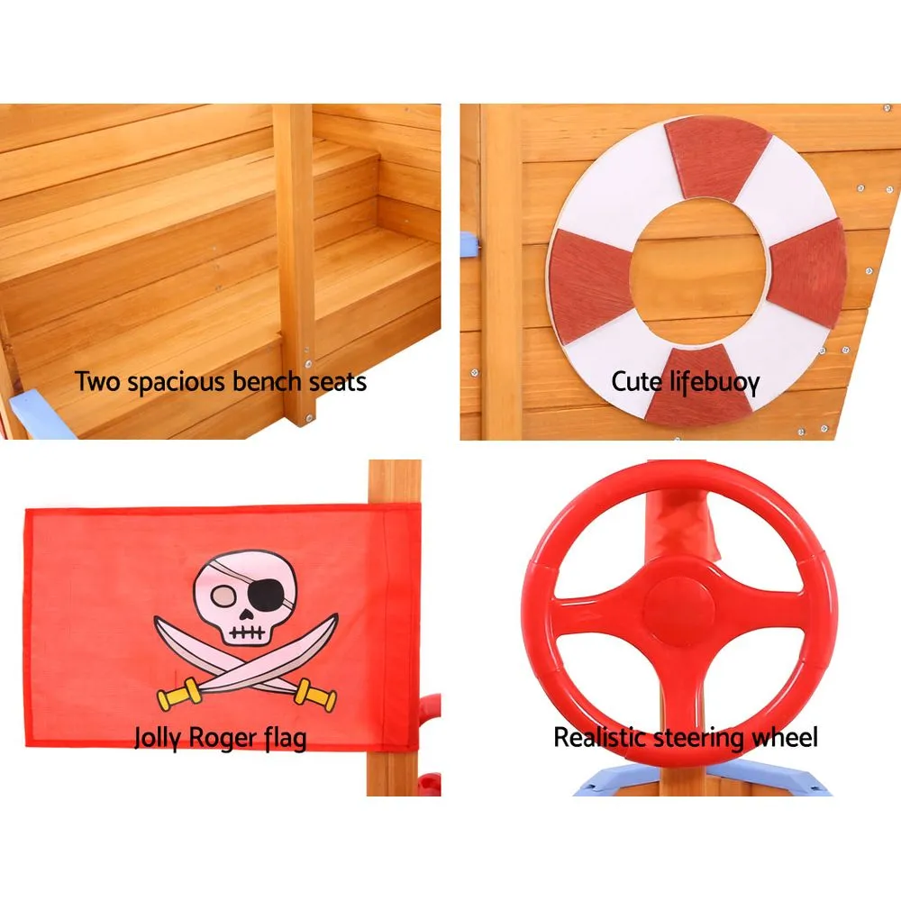 Pirate Ship Sandpit Boat Sand Pit With Canopy Cover Treated Timber Play Sand Pit