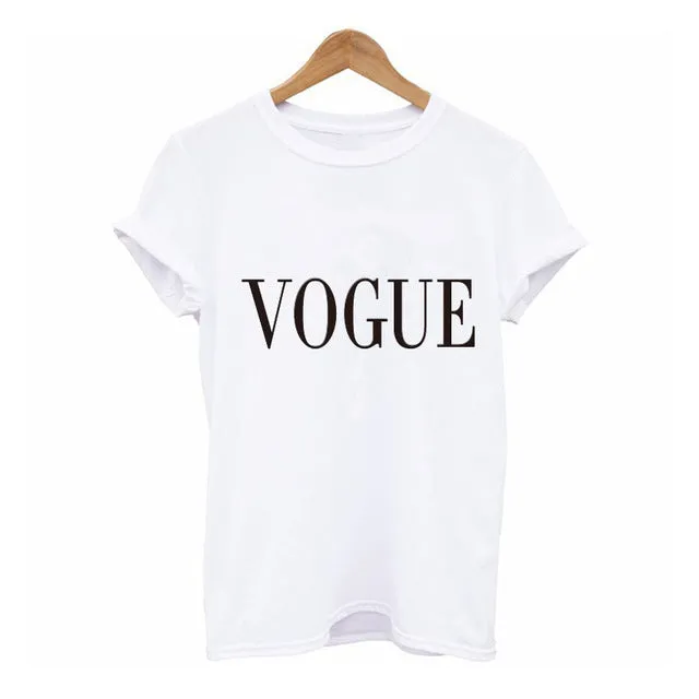 Plus Size S-XL Fashion Summer T Shirt Women VOGUE Printed T-shirt Women Tops Tee Shirt Femme New Arrivals Hot Sale Casual Sakura