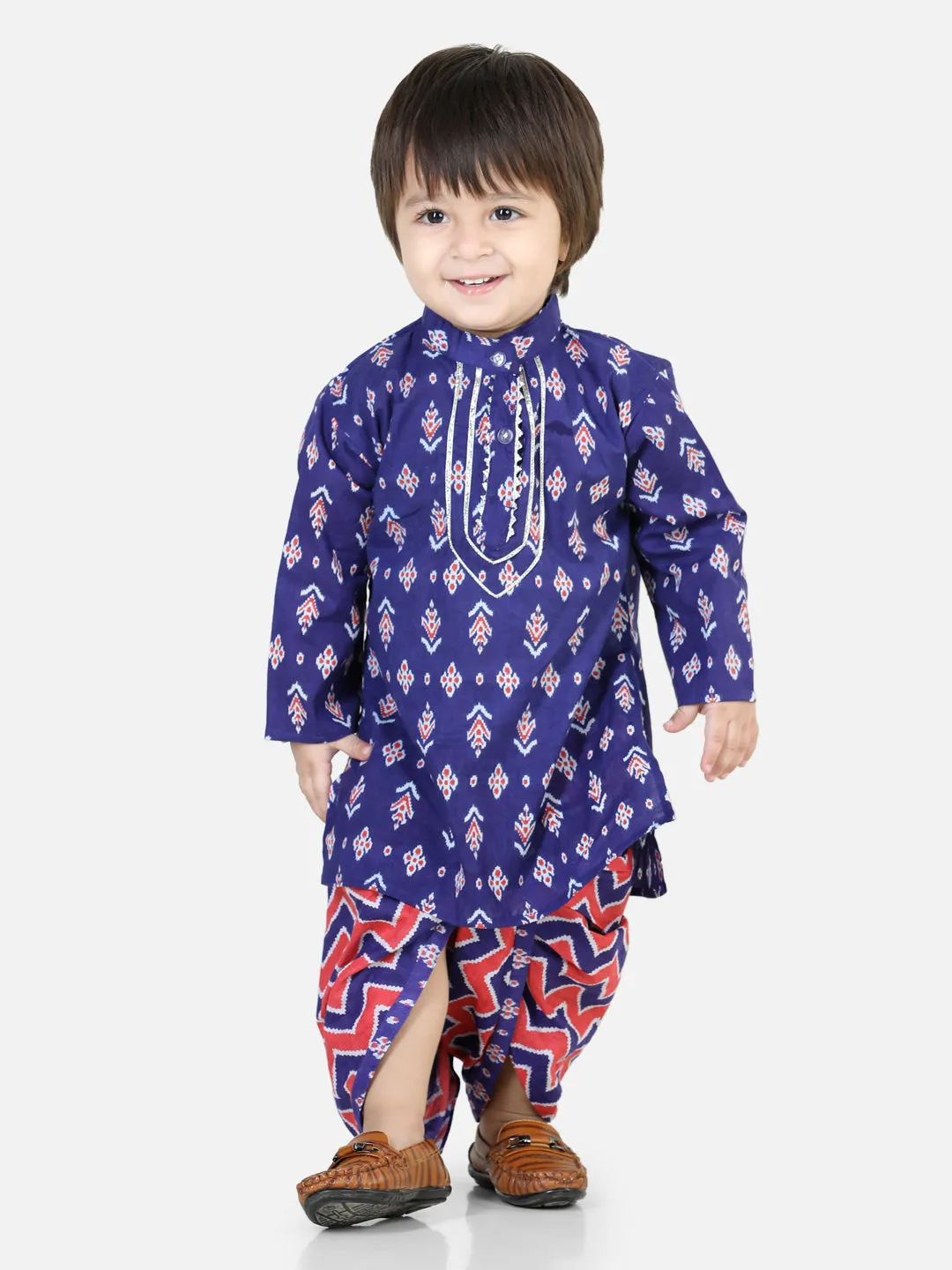 Pure Cotton Full Sleeve Dhoti Kurta for Boys- Purple