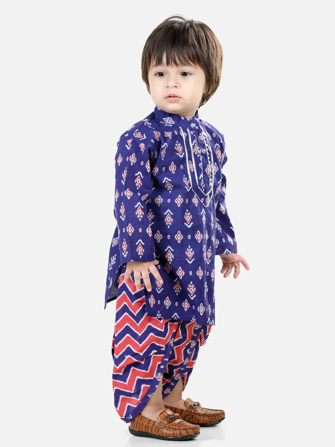 Pure Cotton Full Sleeve Dhoti Kurta for Boys- Purple