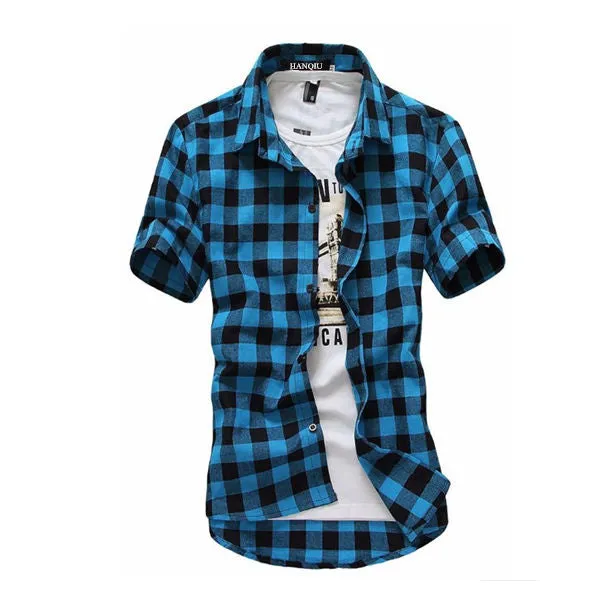 Red And Black Plaid Shirt Men Shirts 2017 New Summer Fashion Chemise Homme Mens Checkered Shirts Short Sleeve Shirt Men Blouse