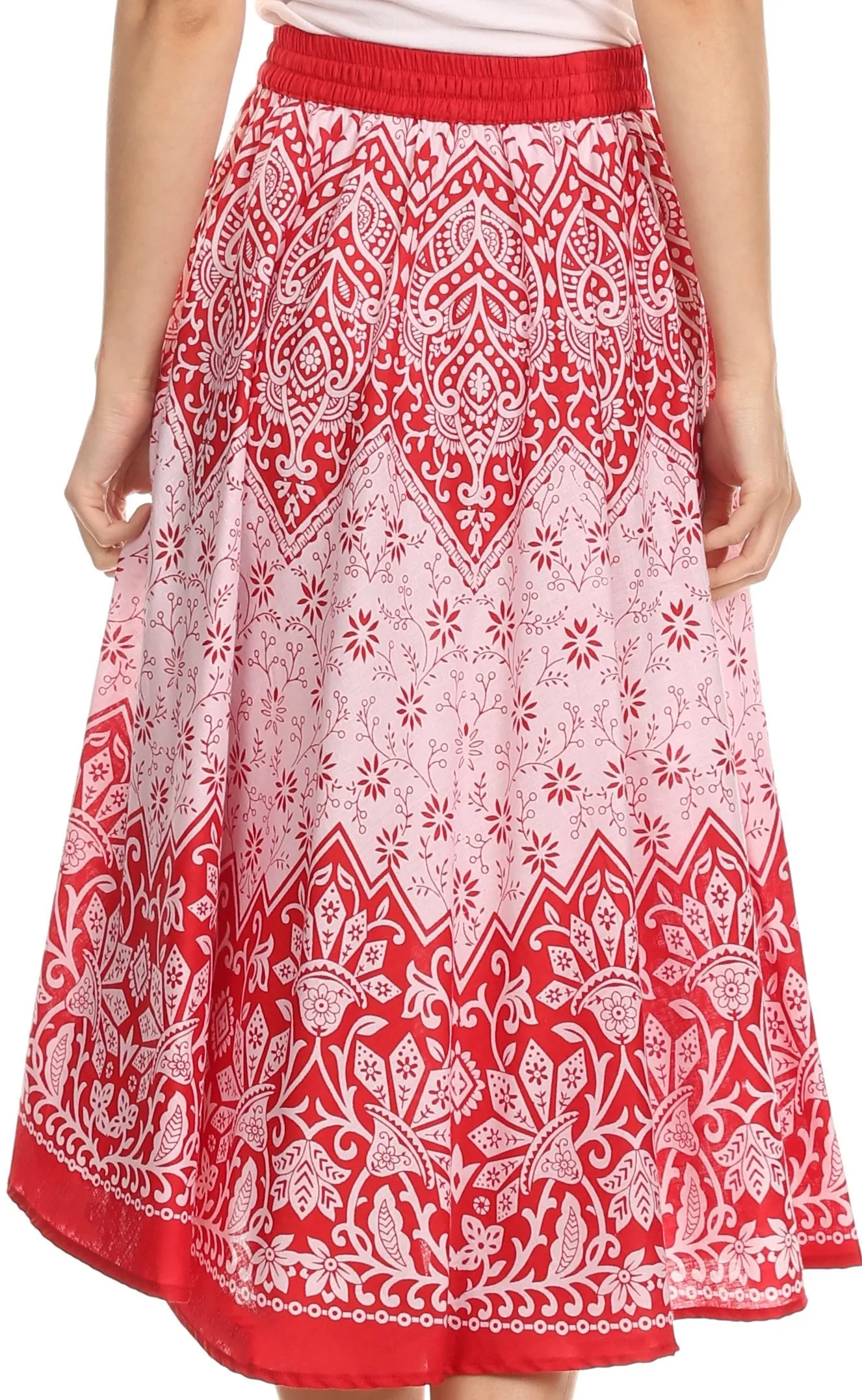 Sakkas Denia Circle Skirt With Floral Printed Designs And Adjustable Waistband