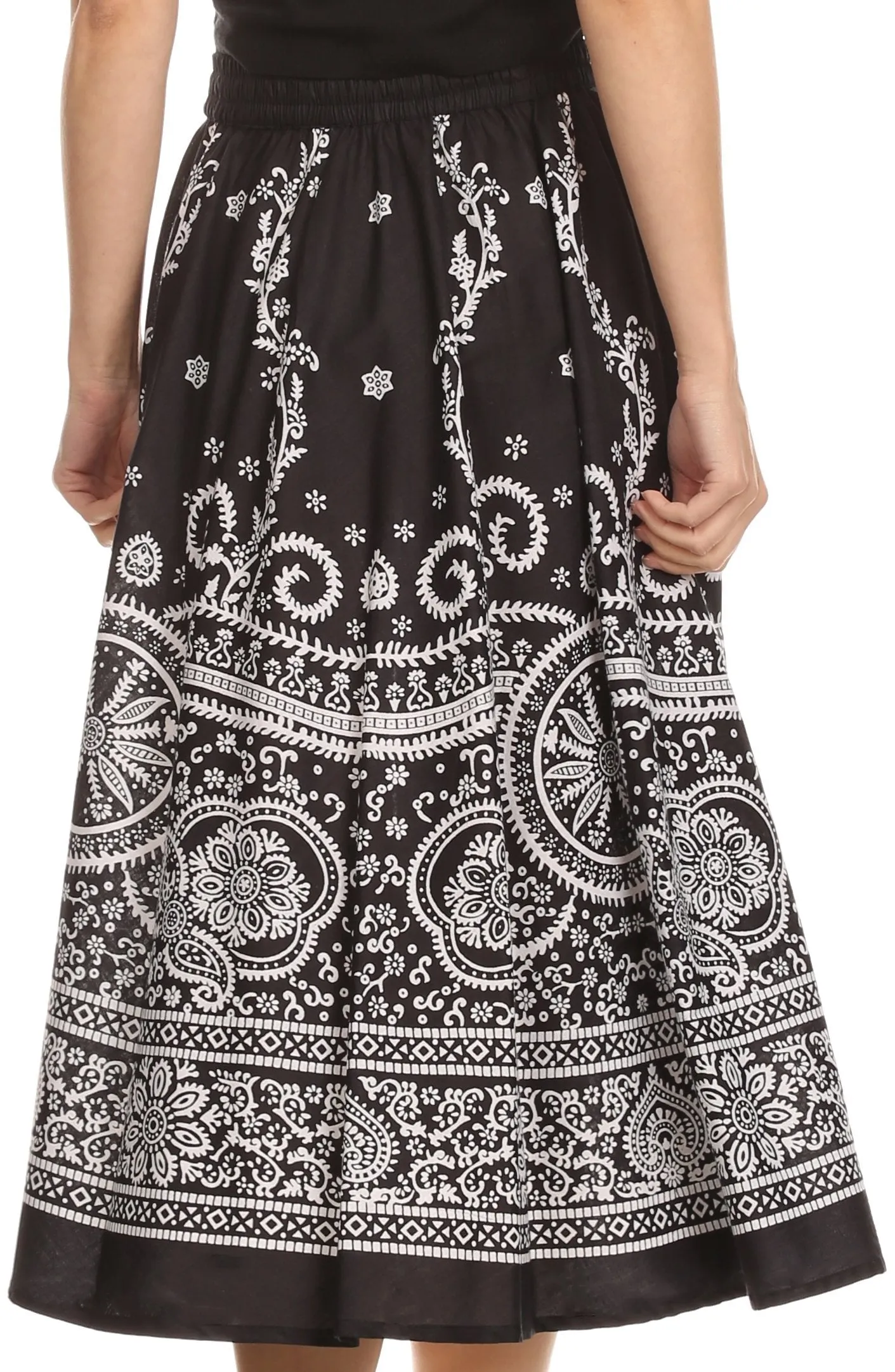 Sakkas Denia Circle Skirt With Floral Printed Designs And Adjustable Waistband