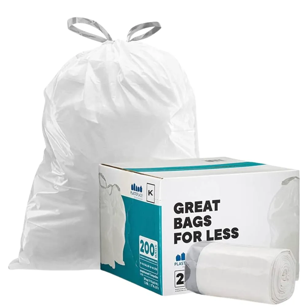 Simplehuman®* Compatible Trash Bags - Code K - 10 Gallon - 200/Case