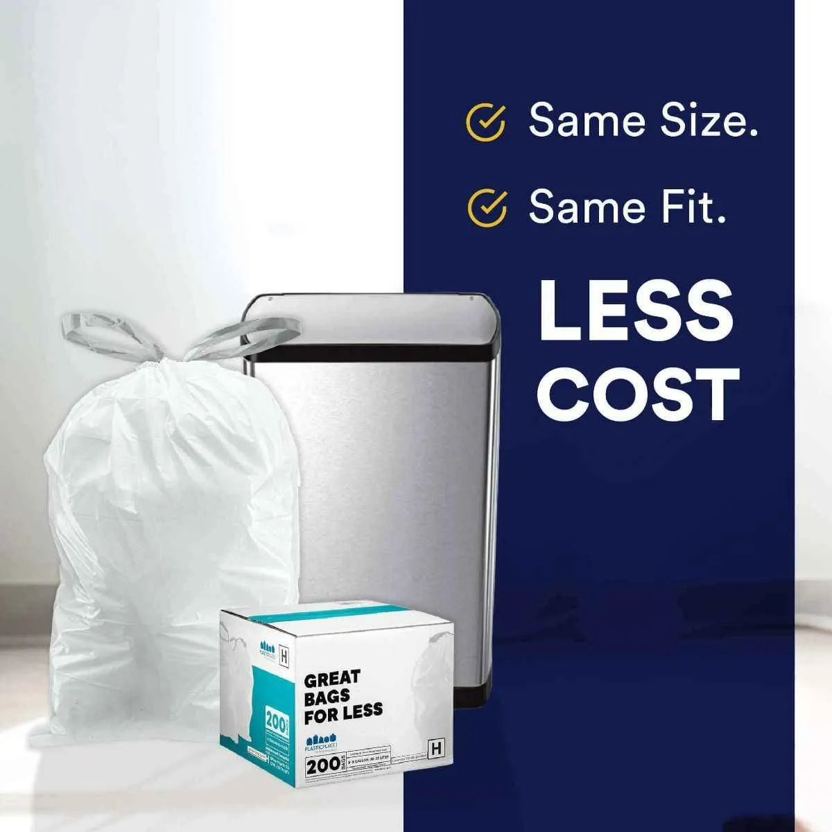 Simplehuman®* Compatible Trash Bags - Code K - 10 Gallon - 200/Case