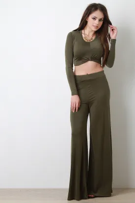 Solid Wide Leg Pants