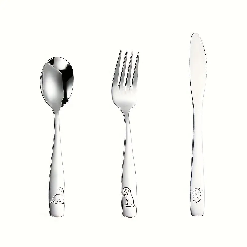 Stainless Steel Child Safety Cutlery Set Creative Cartoon Design