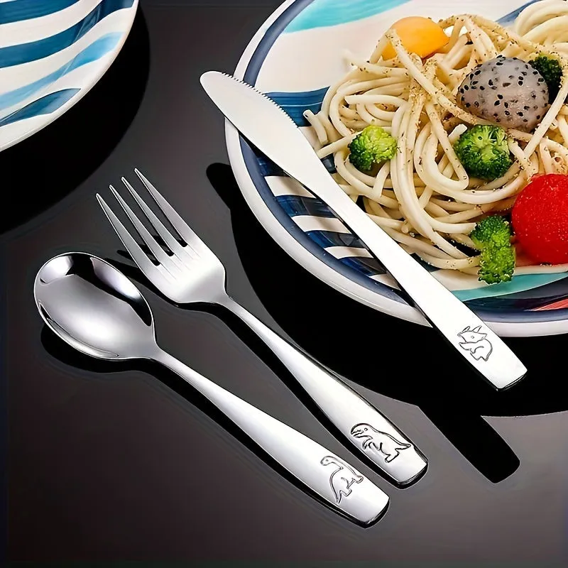 Stainless Steel Child Safety Cutlery Set Creative Cartoon Design