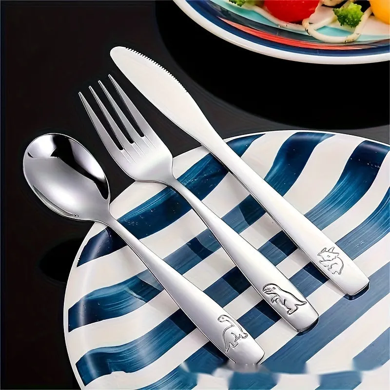 Stainless Steel Child Safety Cutlery Set Creative Cartoon Design