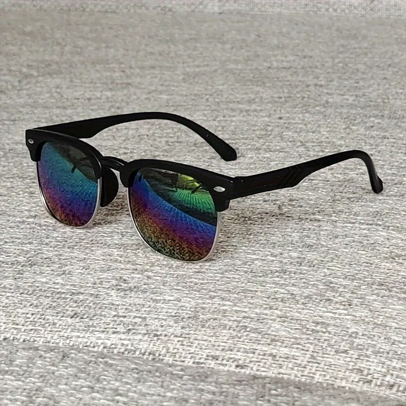 Stylish Half Frame Metal Sunglasses for Kids with Color Film