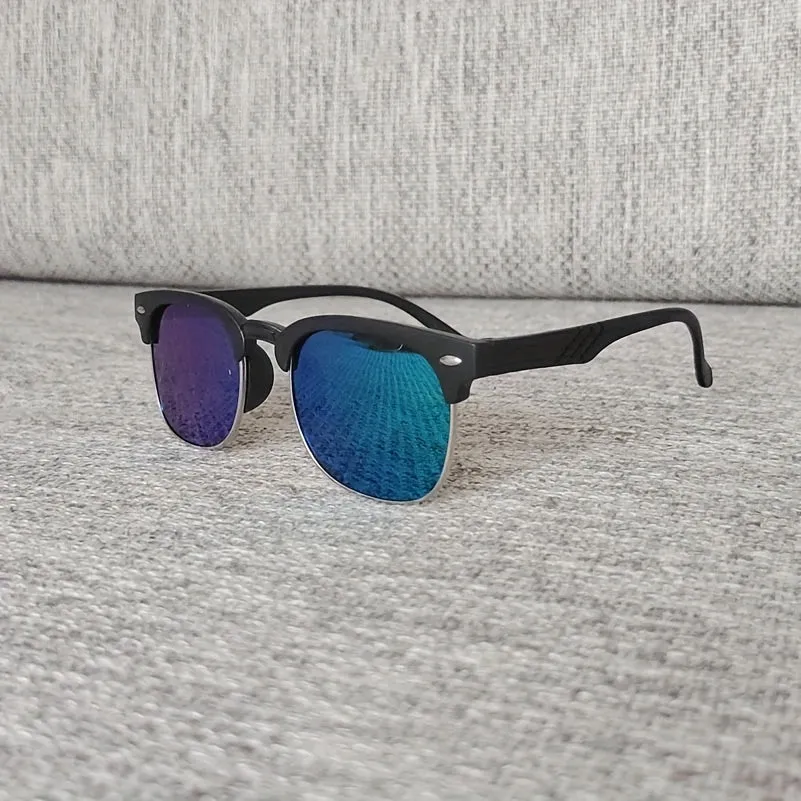 Stylish Half Frame Metal Sunglasses for Kids with Color Film