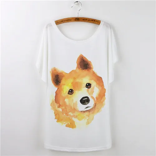 Summer Tops 2017 Funny Pug Print Women T-Shirt Female White Camisetas Tops Loose T Shirt French Bulldog Tee Shirt Femme Tshirt