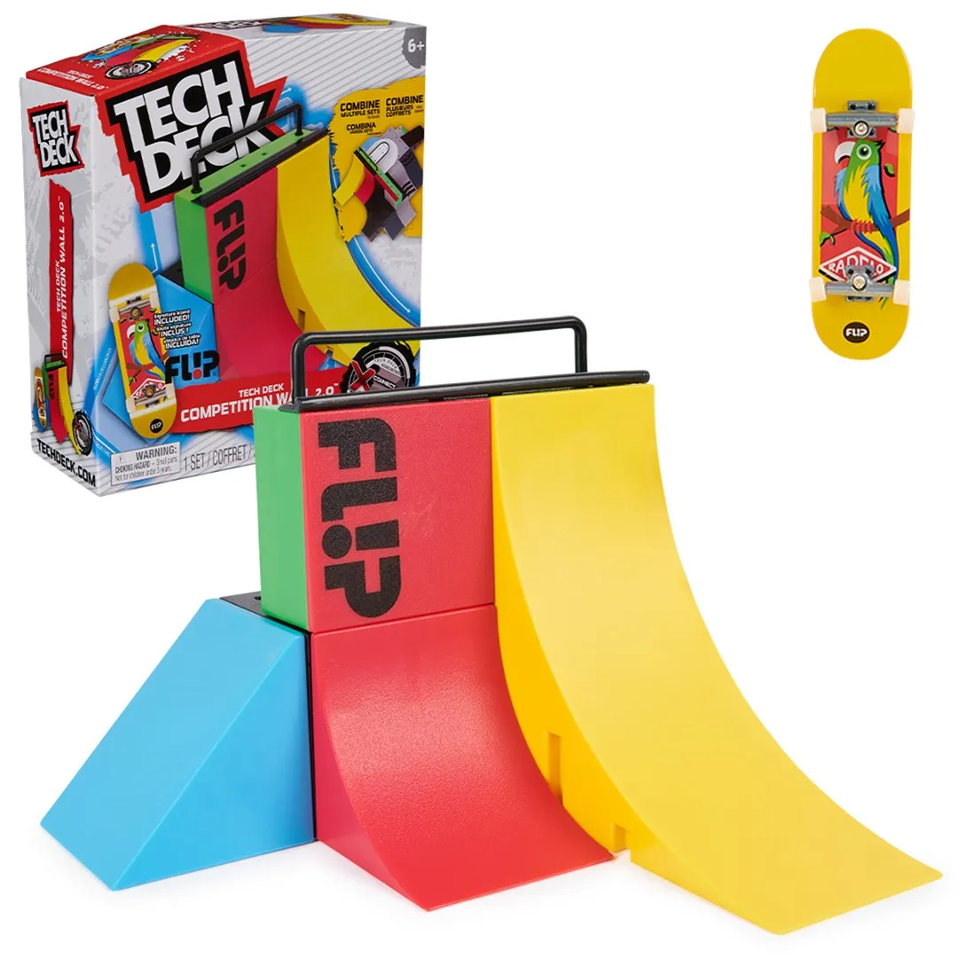 Tech Deck , Competition Wall 2.0 X-Connect Park Creator, Customizable And Buildable Ramp Set With Exclusive Fingerboard,