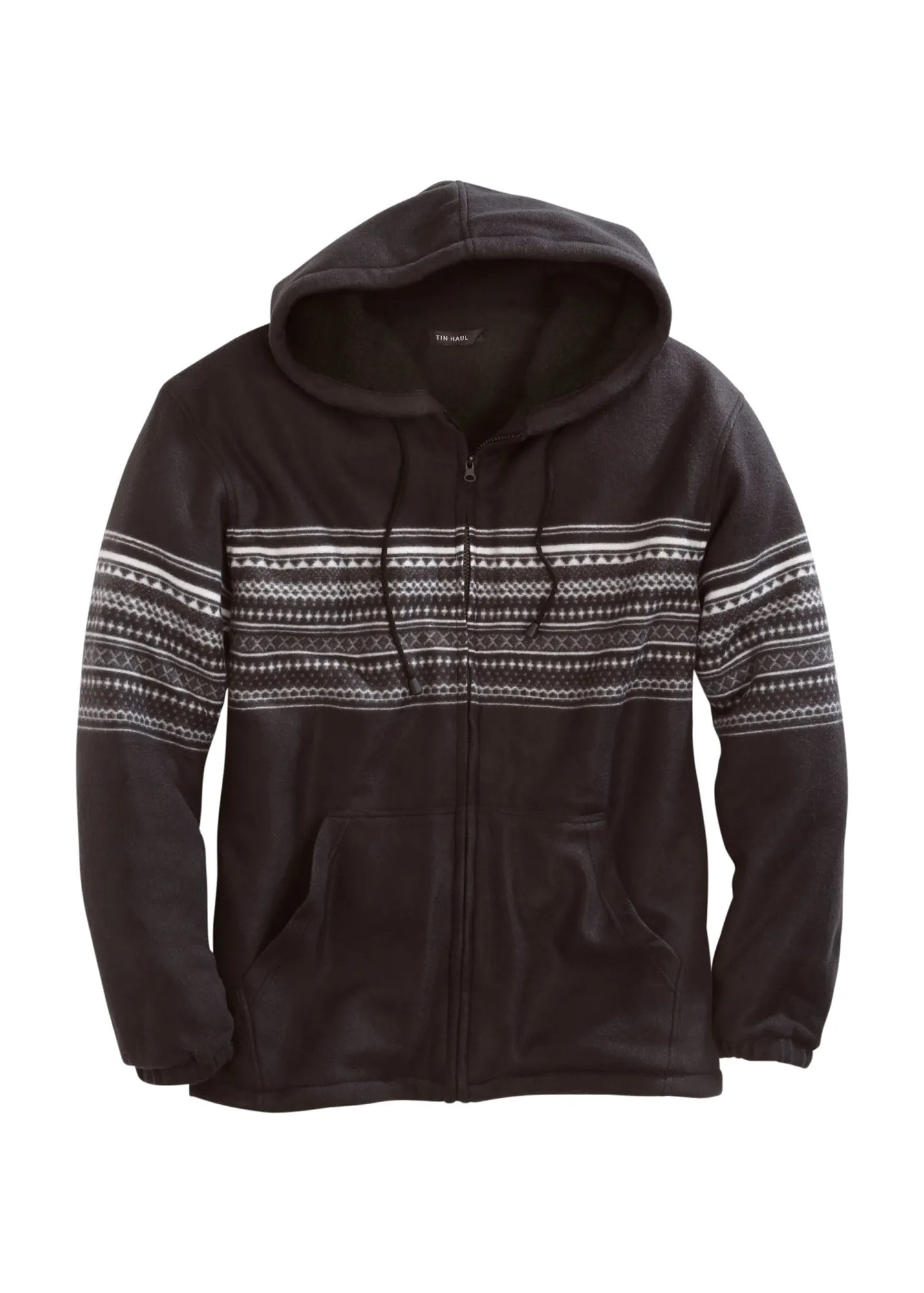 Tin Haul Mens Black Polyester Aztec Polar Fleece Hoodie