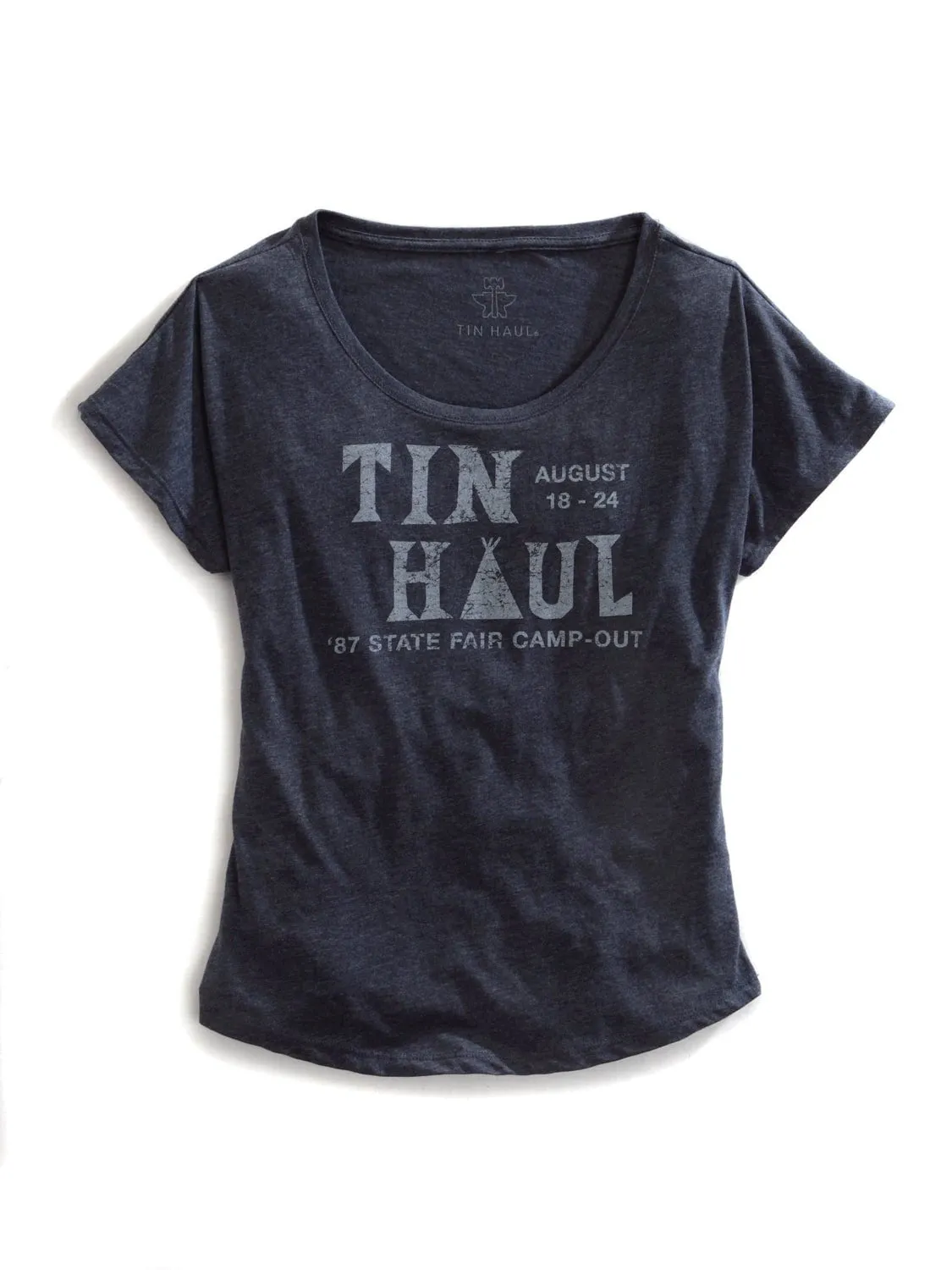 Tin Haul Womens Blue 100% Cotton State Camp Out S/S T-Shirt