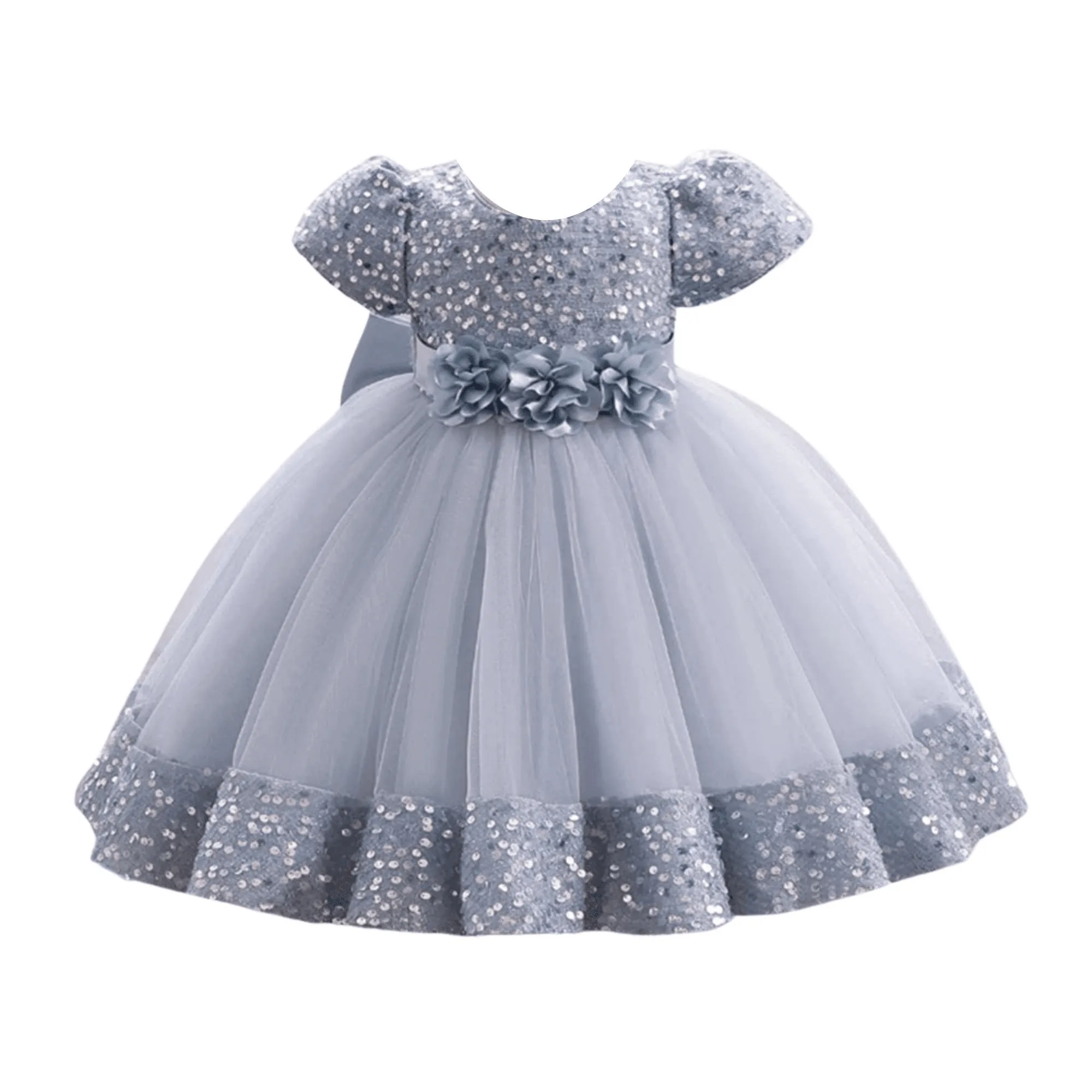 Toddler Girls 1st Birthday Dress Bow Cute Baby Baptism Gown Kids Wedding Party Elegant Princess Christmas Dress