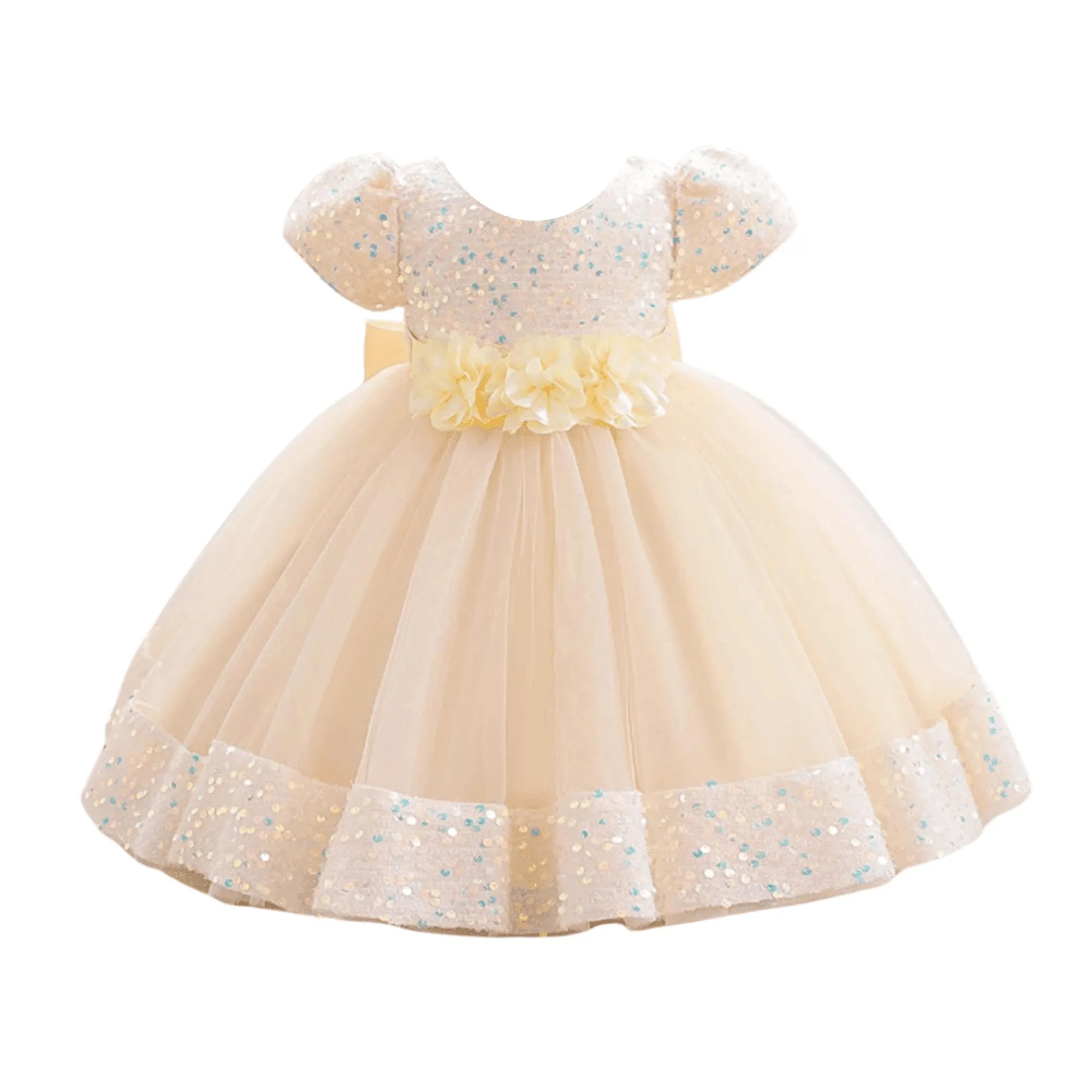 Toddler Girls 1st Birthday Dress Bow Cute Baby Baptism Gown Kids Wedding Party Elegant Princess Christmas Dress