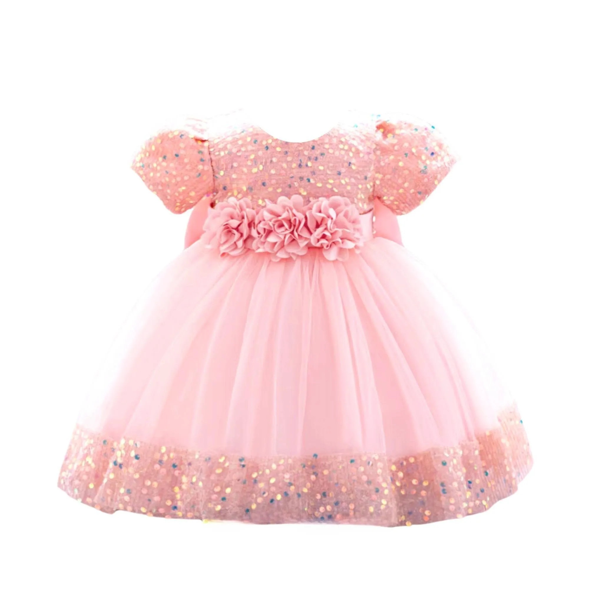 Toddler Girls 1st Birthday Dress Bow Cute Baby Baptism Gown Kids Wedding Party Elegant Princess Christmas Dress