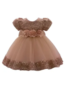 Toddler Girls 1st Birthday Dress Bow Cute Baby Baptism Gown Kids Wedding Party Elegant Princess Christmas Dress