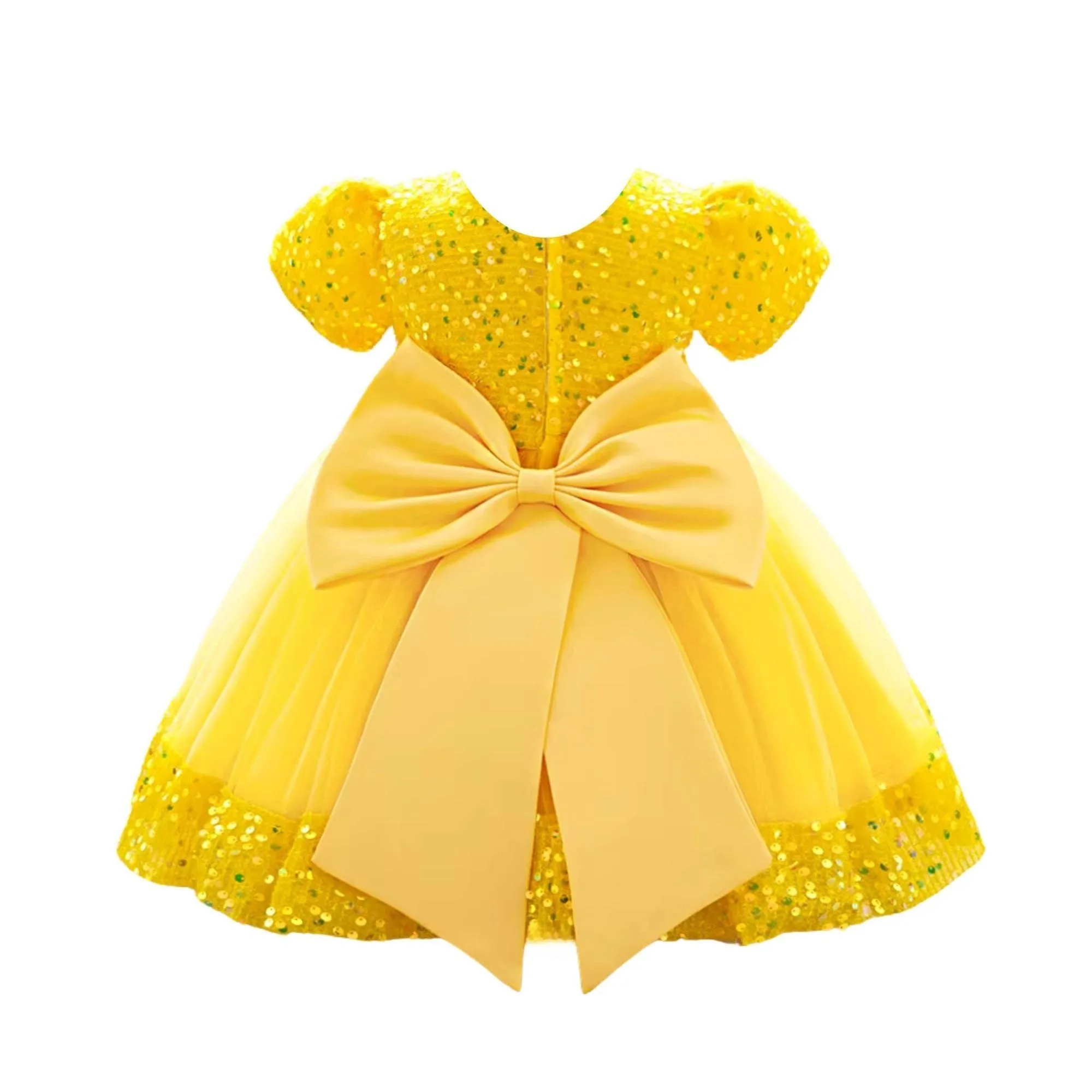 Toddler Girls 1st Birthday Dress Bow Cute Baby Baptism Gown Kids Wedding Party Elegant Princess Christmas Dress