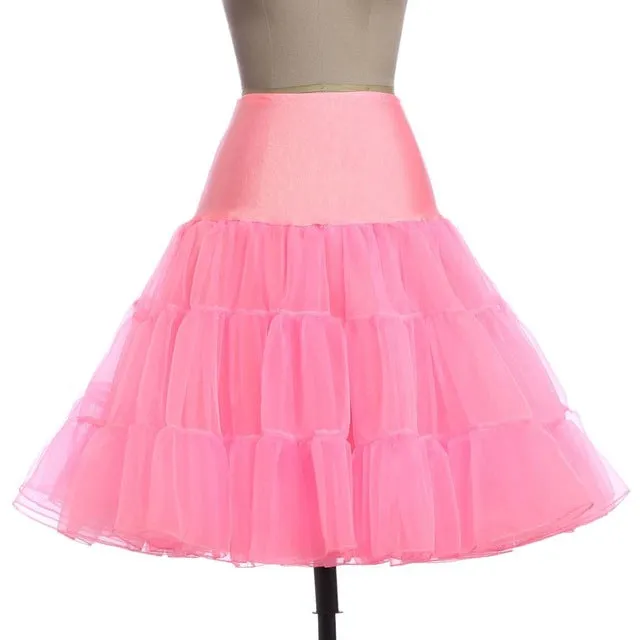 Tulle Skirts Womens Fashion High Waist Pleated Tutu Skirt Retro Vintage Petticoat Crinoline Underskirt Faldas Women Skirt Summer