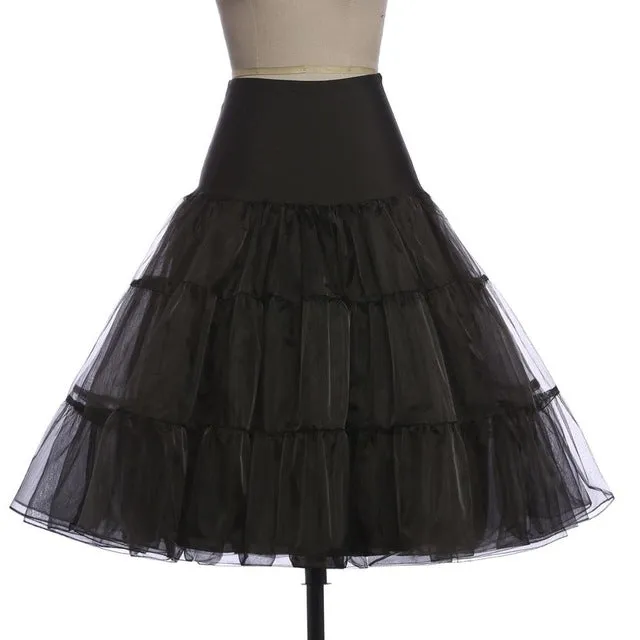 Tulle Skirts Womens Fashion High Waist Pleated Tutu Skirt Retro Vintage Petticoat Crinoline Underskirt Faldas Women Skirt Summer