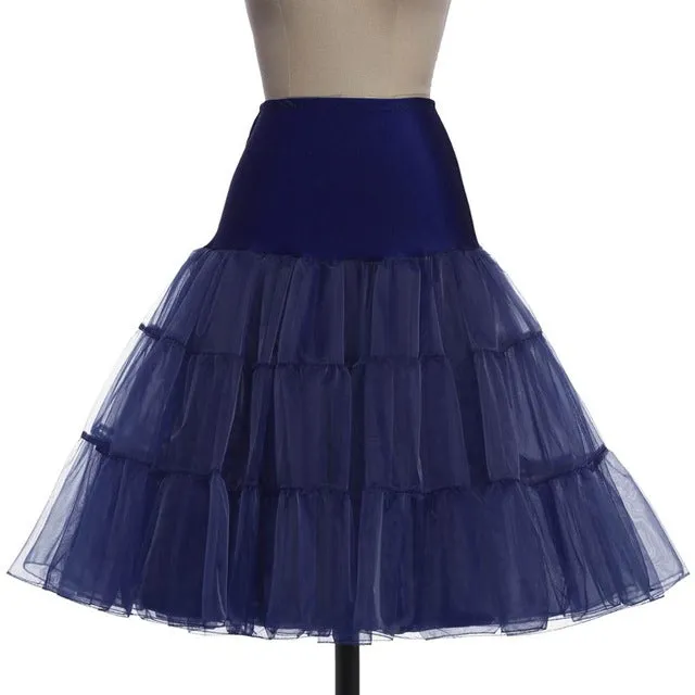 Tulle Skirts Womens Fashion High Waist Pleated Tutu Skirt Retro Vintage Petticoat Crinoline Underskirt Faldas Women Skirt Summer