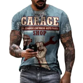 Vintage Men's T-shirts 3d Racing Printed,Trendy Oversized Tees