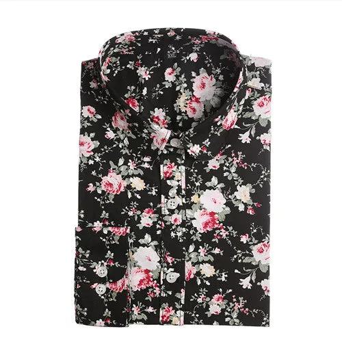 Vintage Women Shirts Long Sleeves Cotton Blouses Turn Down Collar Floral Shirts Blusas Femininas Fashion Women Shirt Tops