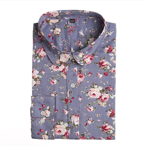 Vintage Women Shirts Long Sleeves Cotton Blouses Turn Down Collar Floral Shirts Blusas Femininas Fashion Women Shirt Tops