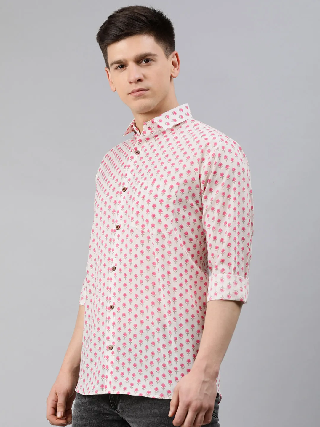 White Cotton Full Sleeves Shirts For Men-Mmf0222