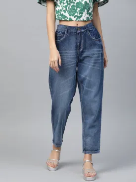 Women Blue High Waist Basic Jeans