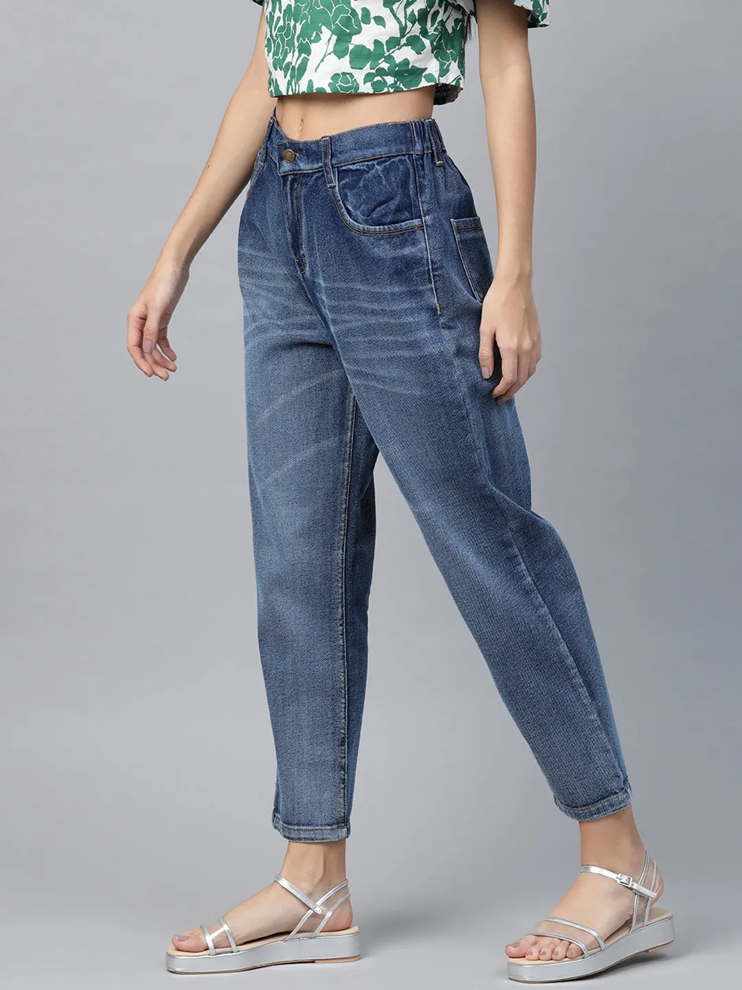 Women Blue High Waist Basic Jeans