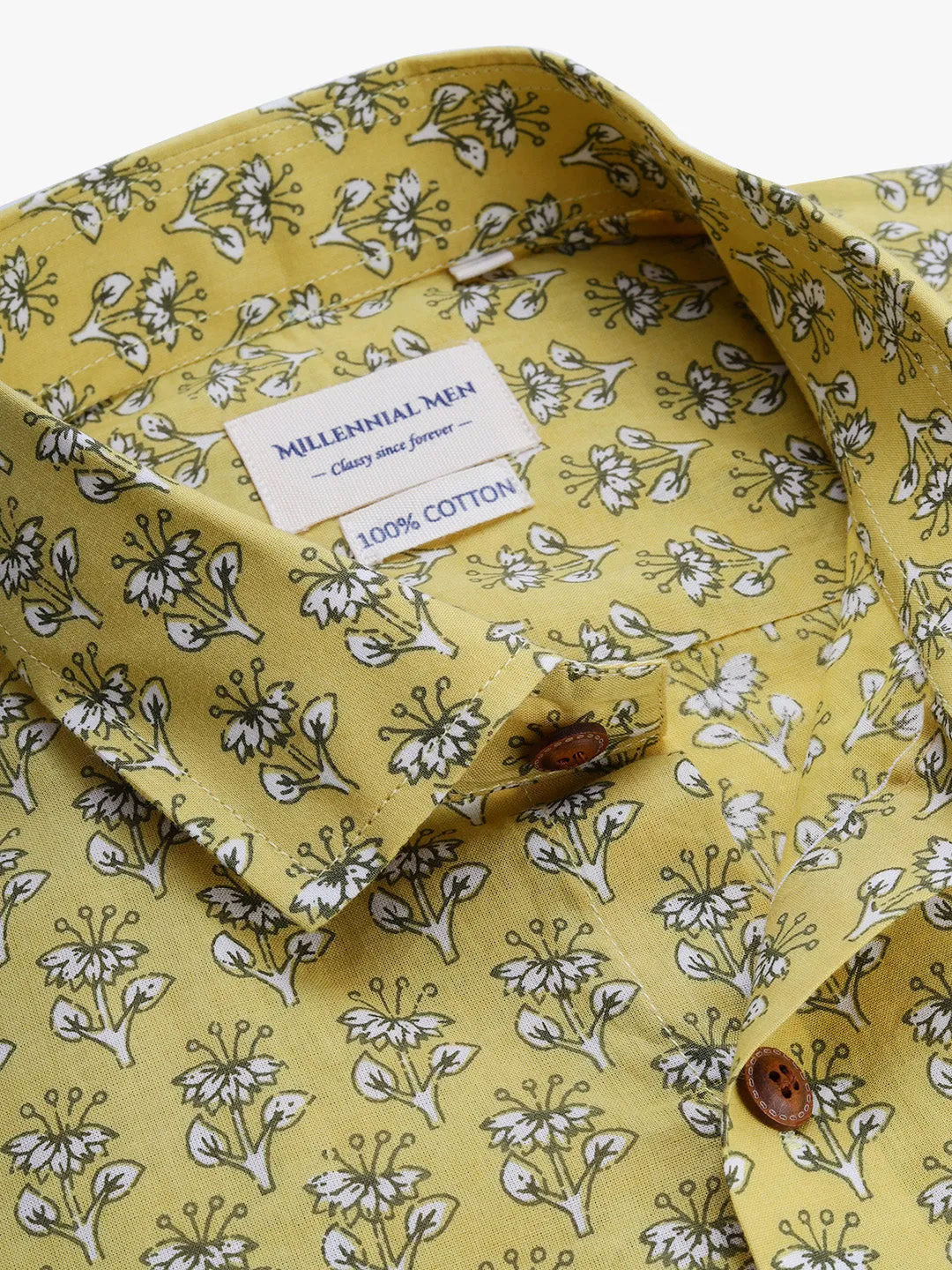 Yellow Cotton Full Sleeves Shirts For Men-Mmf0225