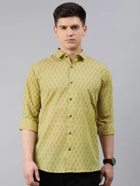 Yellow Cotton Full Sleeves Shirts For Men-Mmf0225