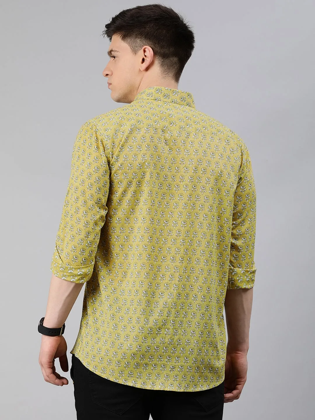 Yellow Cotton Full Sleeves Shirts For Men-Mmf0225