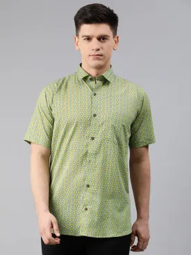 Yellow Cotton Short Sleeves Shirts For Men-Mmh030