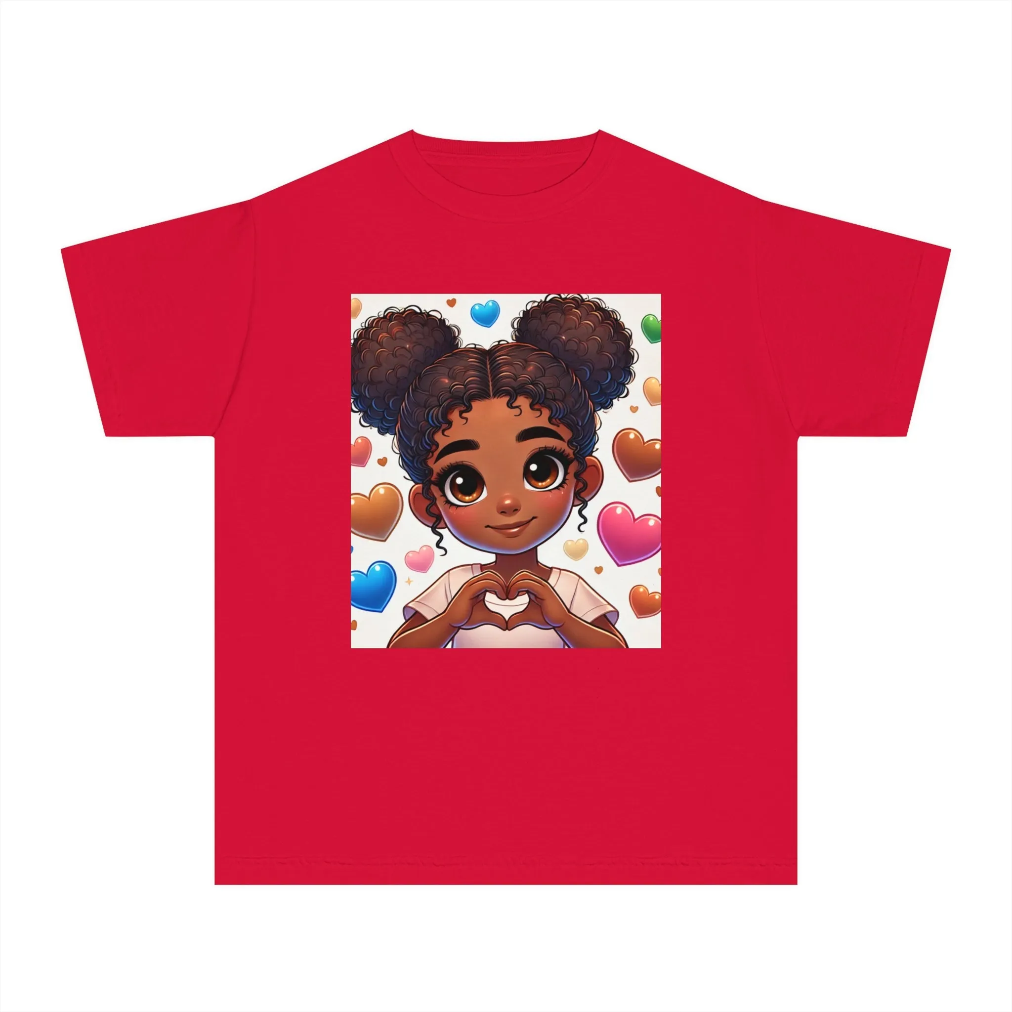 Youth - Heart Hands Midweight T-Shirt (African American / Black Girl)