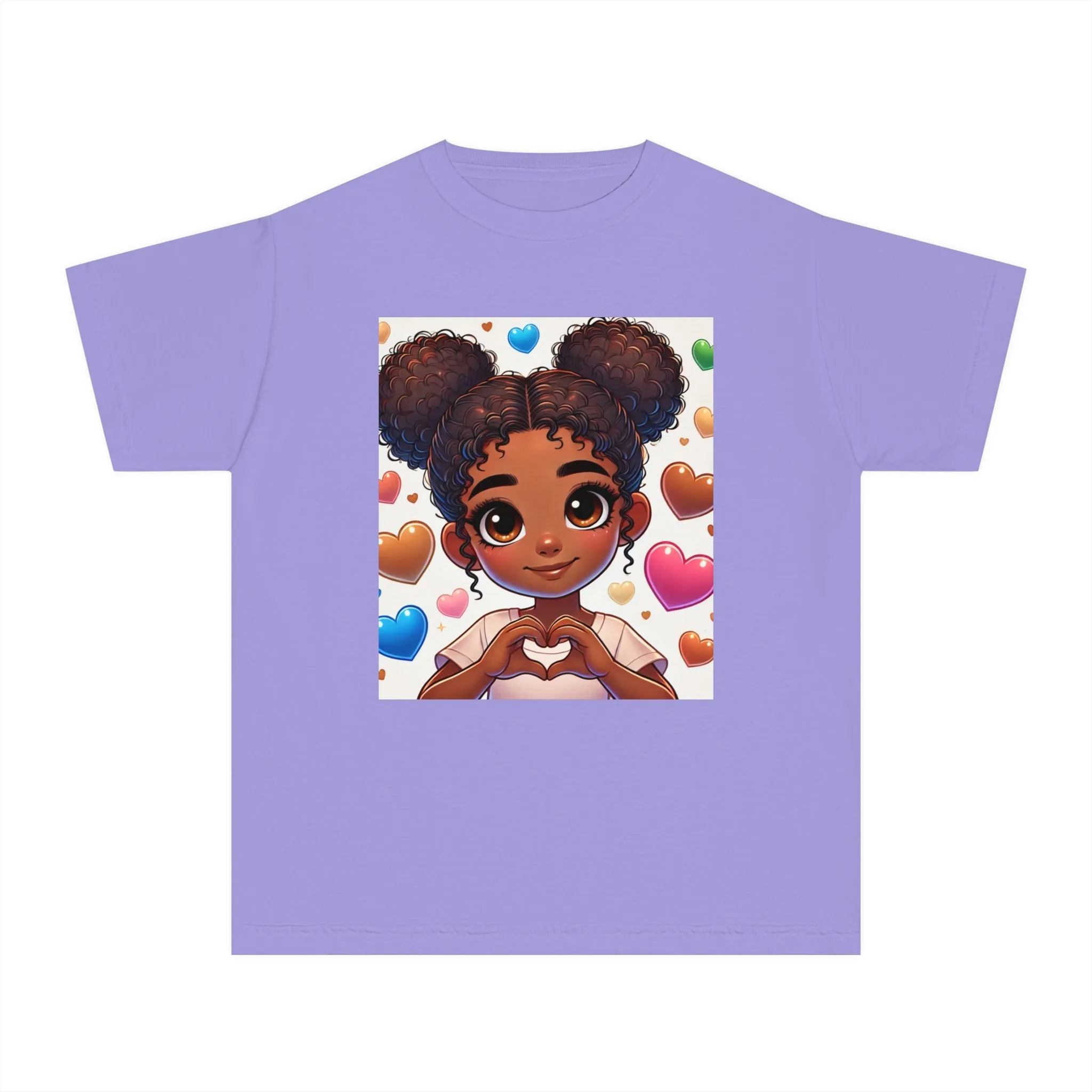 Youth - Heart Hands Midweight T-Shirt (African American / Black Girl)