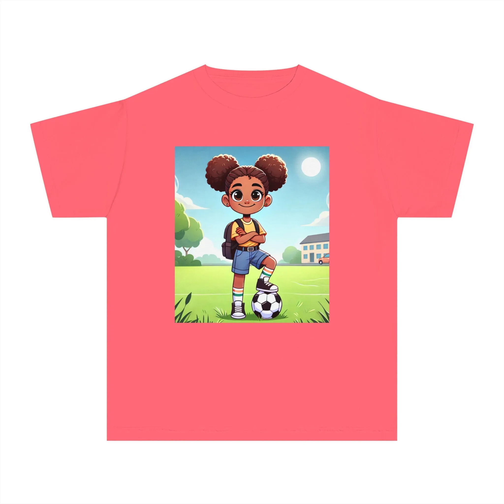 Youth - Soccer Student Athlete Midweight T-Shirt (African American / Black Girl)