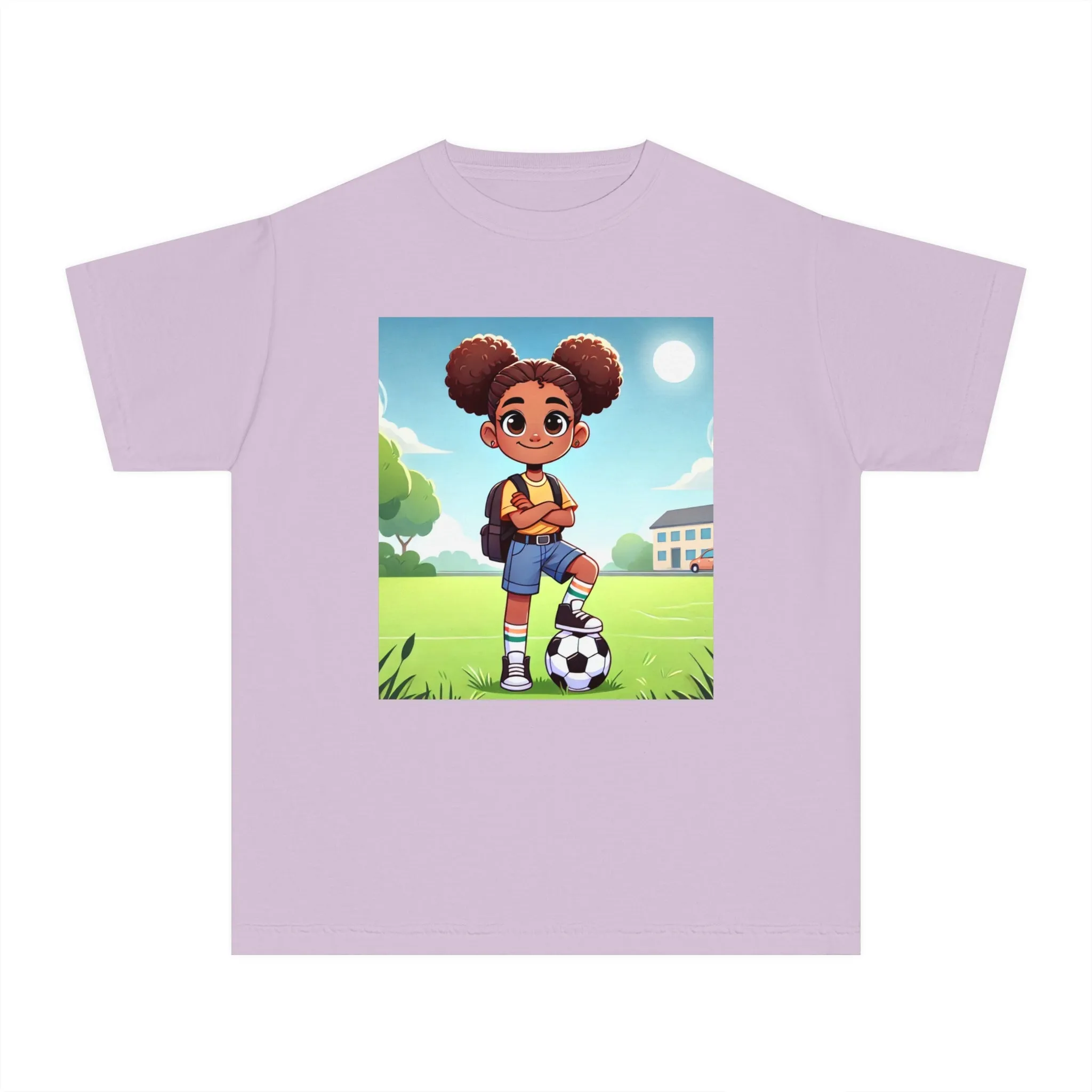 Youth - Soccer Student Athlete Midweight T-Shirt (African American / Black Girl)